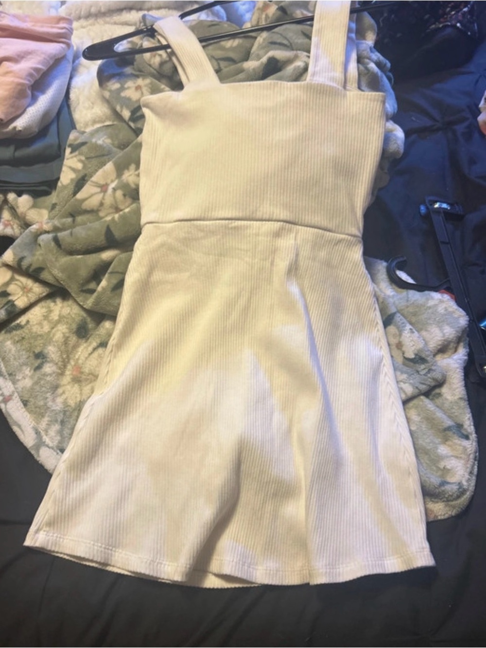 PINK Victoria's Secret Cream Ribbed Square-Neck Mini Dress